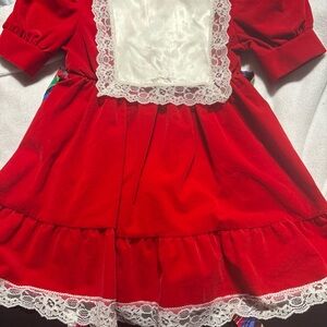 Elegant Red Kids Dress with Lace Trim